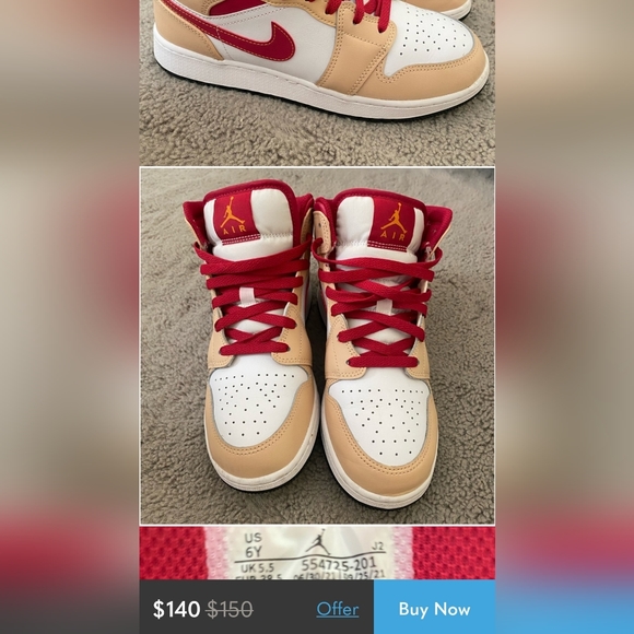 Jordan 1s Mid Curry men size 10 - Picture 7 of 7